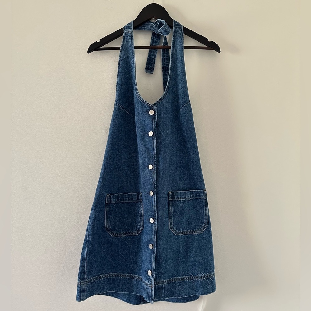 NWT Reformation Brittany Halter Denim Dress - Picture 13 of 14
